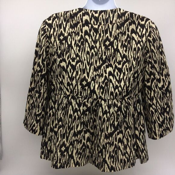 Nanette Lepore Womens Tribal Black/White/Teal-Gray 3/4 Length Sleeve Blazer-Sz 4 - Picture 5 of 14